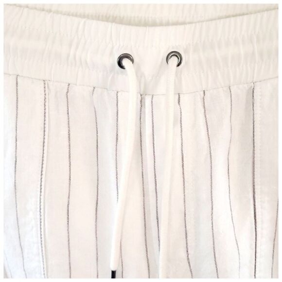 Athleta White and Grey Stripe Bali Linen Crop Pants - Picture 6 of 9